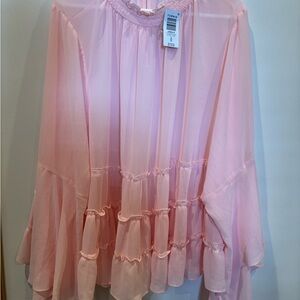 Torrid Pink Chiffon Ruffle Top